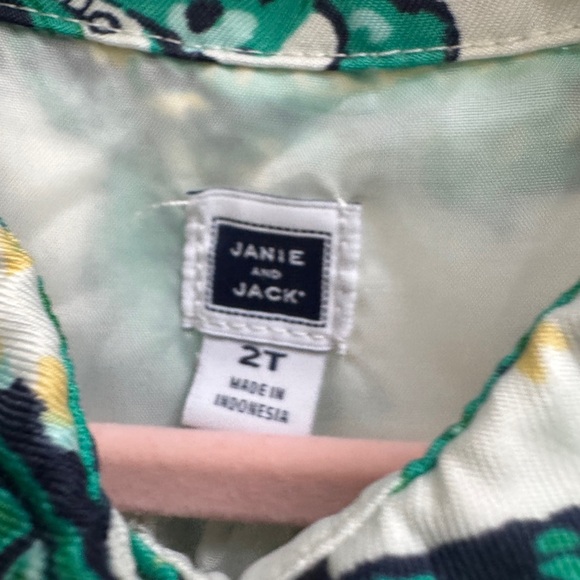 NWOT Janie and Jack 2T Girls Green Paisley Collared Sleeveless Dress - Picture 4 of 6